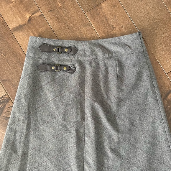 Grey Maxi Skirt with Brown Buckles - Picture 2 of 3